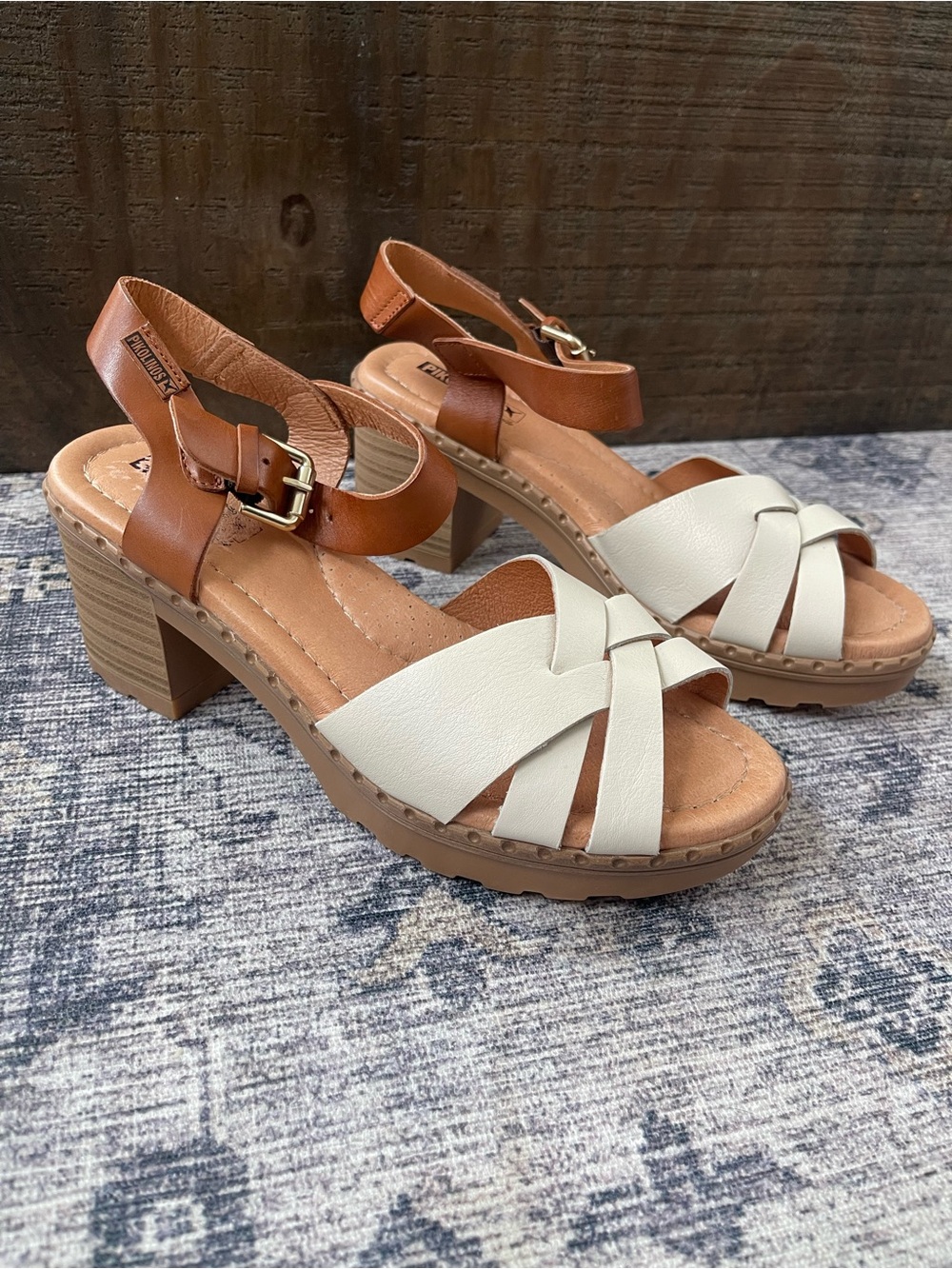 Pikolinos | Canarias Chunky Block Heeled Braided Vamp Sandal Size 39